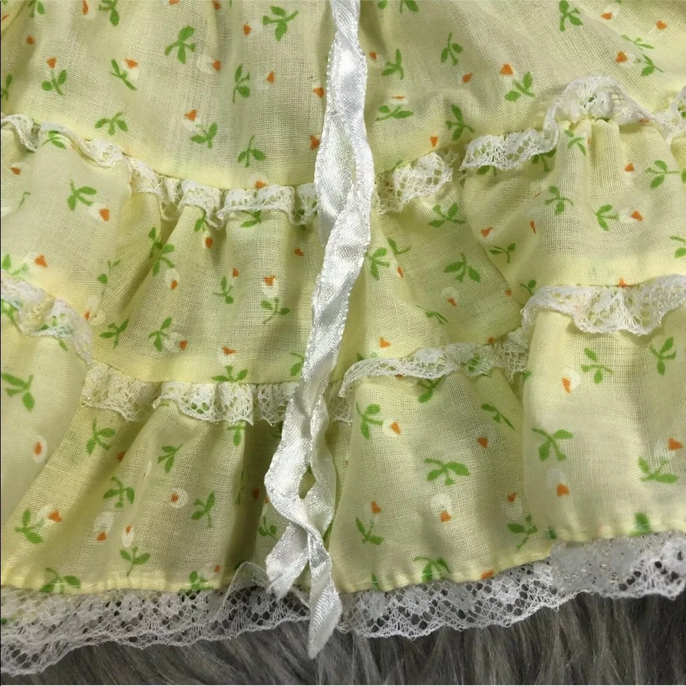 Vintage Yellow White Floral Ruffle Baby Dress